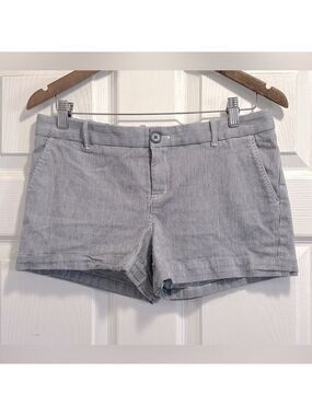 Aritzia Talula Striped Cuffed Chino Low Rise Stretch Cotton Blue White Shorts 8